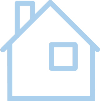Light blue house representing those under the federal poverty level